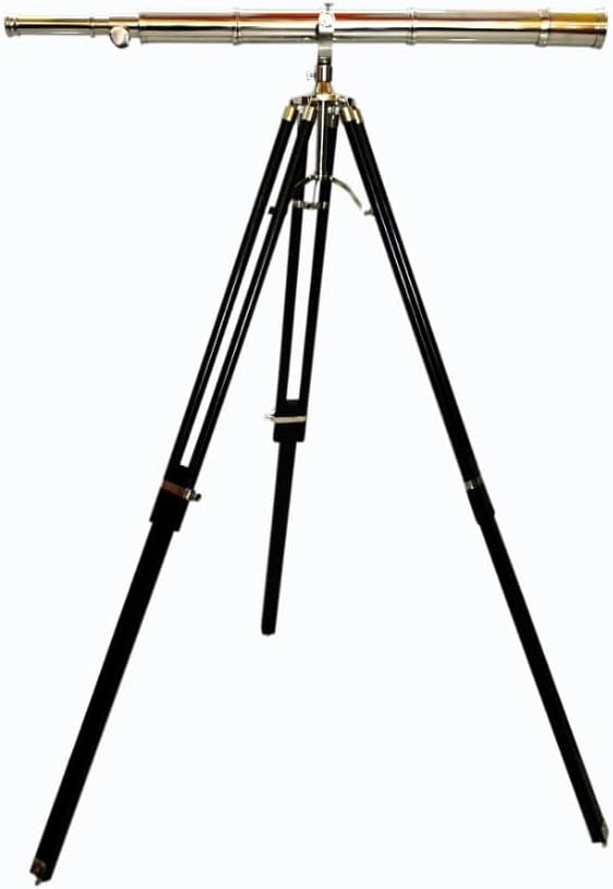 Vintage Single Barrel Brass Telescope on Tripod Stand