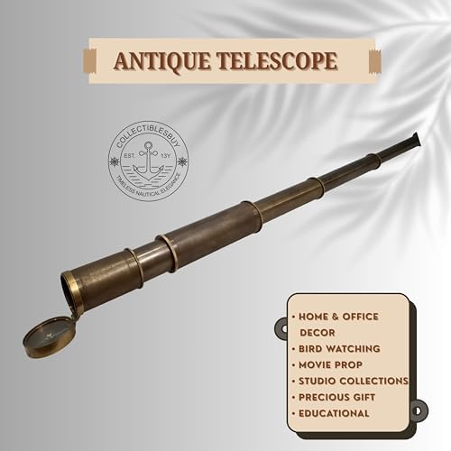 Vintage Royal Navy Telescope Brass Compass Spyglass Lid Cap