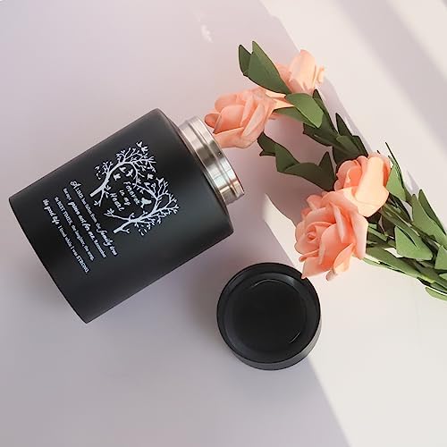 6 Inch Small Urn for Human Ashes Stainless Steel Mini Cremation Urn - Black