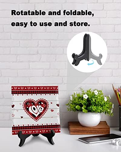 Valentine Day Decorative Ceramic Desk Plaque with Wooden Stand