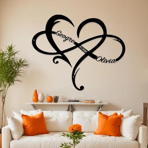 Personalized Love Heart Infinity Metal Sign