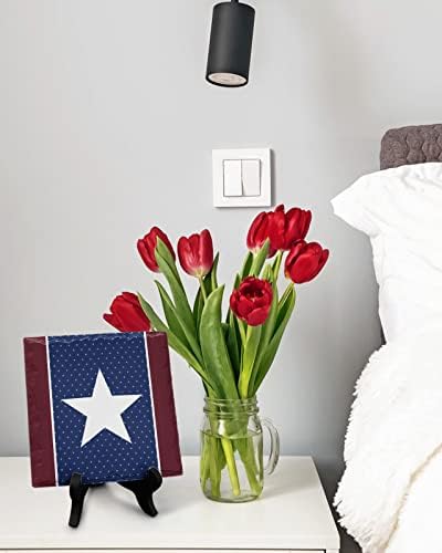 American Blue Red Stars Geometric Desk Decor Plaque