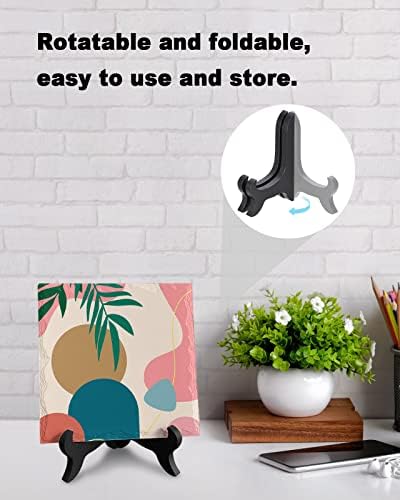 Wooden Stand Ceramic Desk Decor with Tropical Leaves