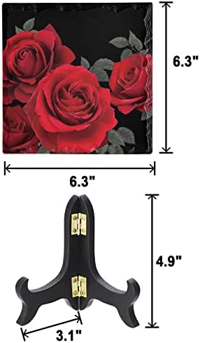 Close-Up Rose Desk Decorative Plaque with Stand
