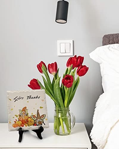 Wooden Stand Desk Decor Ceramic Plaque for Thanksgiving and Fall