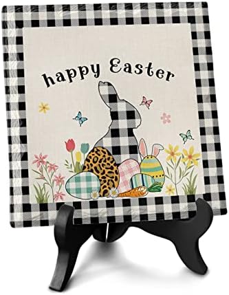 Easter Bunny Decorative Desk Plaque with Wooden Stand 1