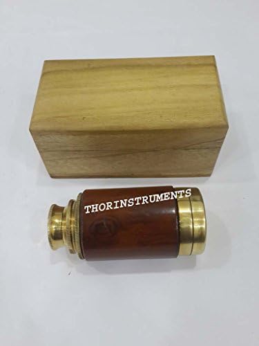 Vintage Nautical Brass Telescope with Wooden Box