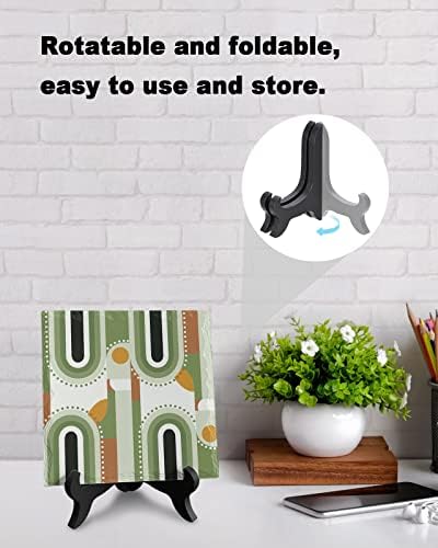 Abstract Green Desk Decor with Wooden Stand