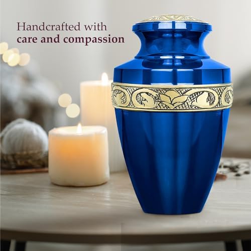 Trupoint Memorials Large Grecian Blue and Gold Cremation Urn