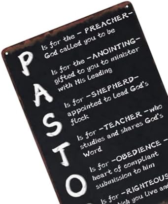 Jenifu Pastor Sign Metal Tin Religious Christian Plaque 12x8 Inch