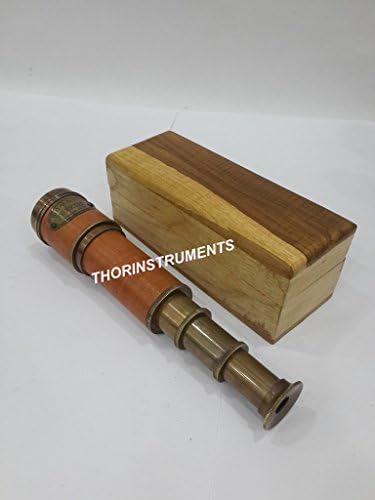 Nautical Brass Antique Telescope with Red Leather Cover
