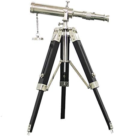 Antique Chrome Brass Telescope with Tripod Stand
