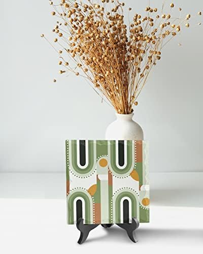 Abstract Green Desk Decor with Wooden Stand