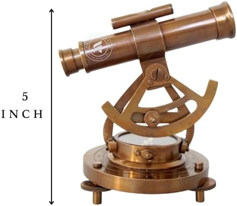 TAL The Antiques Lab 5 Inch Brass Alidade Telescope with Base Compass