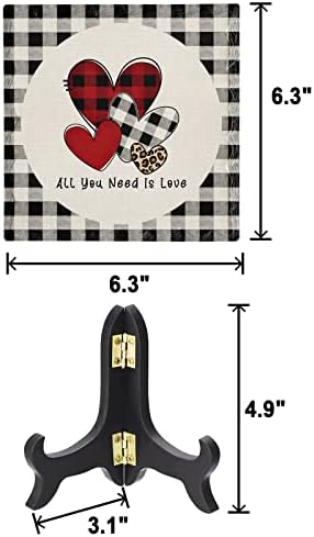 Wooden Stand Desk Decor Plaque with Buffalo Plaid Design