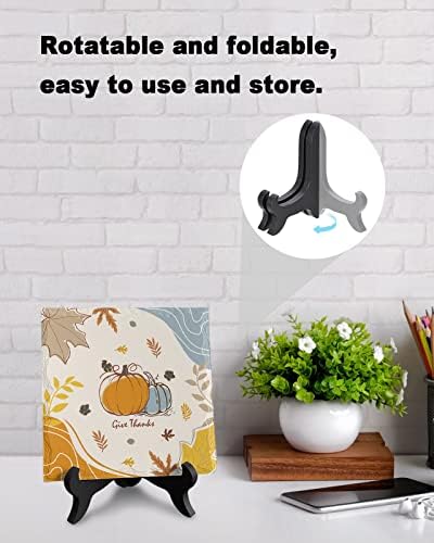 Wooden Stand Desk Decor with Ceramic Plaque 1