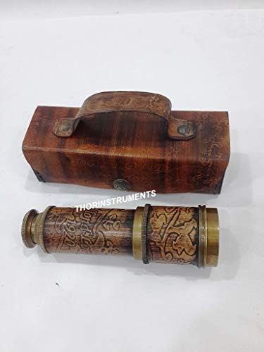 Nautical Antique Handmade Telescope with Leather Case