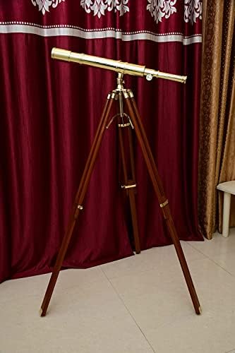 Nautical Marine Navy Telescope with Brass and Wood Stand