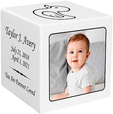 Stonewood Custom Photo Cremation Urn Cube for Infant Ashes - 15 Cubic Inch Capacity