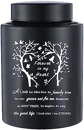 6 Inch Small Urn for Human Ashes Stainless Steel Mini Cremation Urn - Black