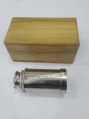 Nautical Handcrafted Chrome Spyglass Telescope Wood Box Vintage Decor
