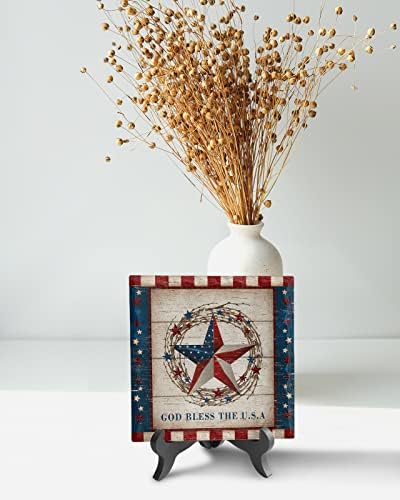Barn Star Decorative Desk Plaque with Wooden Stand