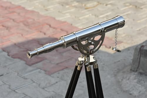 Brass Nickel Telescope 16 Inch with Adjustable Wooden Tripod