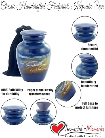 Footprints Keepsake Urn For Ashes - Miniature Handcrafted Urn With Premium Box And Velvet Bag