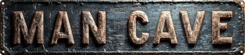 Vintage Tin Man Cave Sign Retro Metal Wall Decor 4x16 Inch