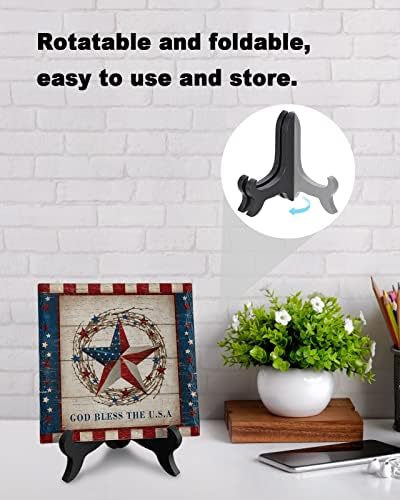Barn Star Decorative Desk Plaque with Wooden Stand