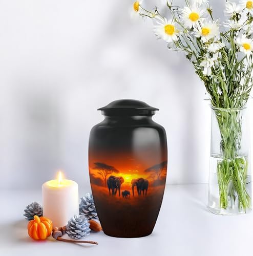 Elephant Sunset Cremation Urn Set of 3