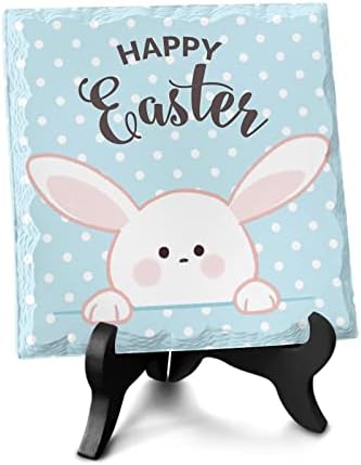 Happy Easter Desk Decor with Blue Backdrop