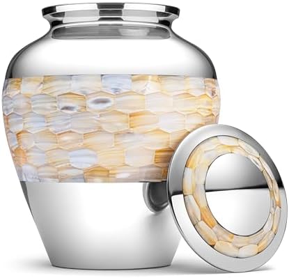 Brass Mother of Pearl Cremation Urn 9 Inches 210 lbs
