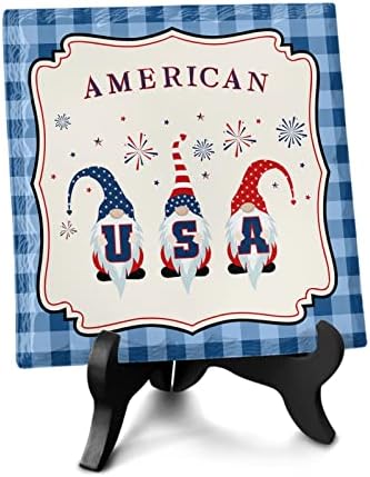 Independence Day Desk Decor with Wooden Stand