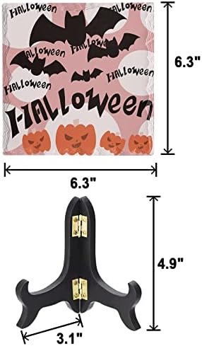 Halloween Desk Decor with Pink Geometric Plaque Stand
