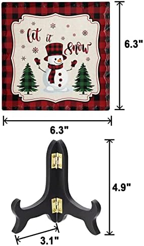 LEOSUCRE Christmas Decorative Sign Plaque with Wooden Stand