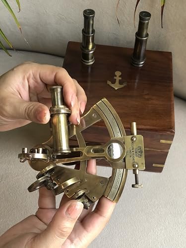 Brass Nautical Sextant Vintage Astrolabe with Two Telescopes