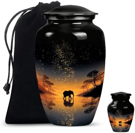 Elephant Ash Cremation Urns Set 10inch 3inch