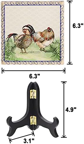 Wooden Stand Desk Plaque with Farm Rooster Design