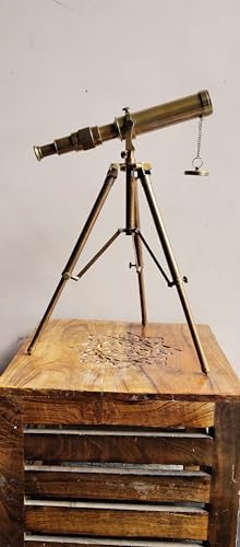 Vintage Antique Brass Telescope Tripod Maritime Decor