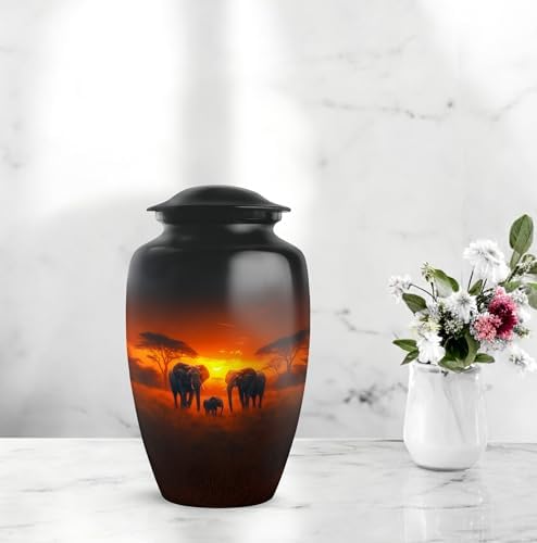 Elephant Sunset Cremation Urn Set of 3