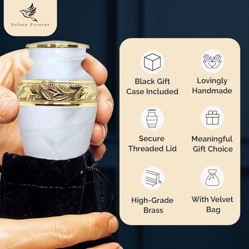 Solace Forever Small Urn for Human Ashes - White Small