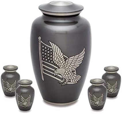 American Pride Adult Urn with Four Tokens Grey
