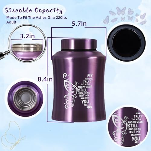 ANTESCORT Decorative Urn for Human Ashes Stainless Steel Large Butterfly Design