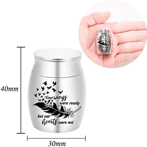Mini Cremation Urns Set of 6 - Feather Seagull Pattern Stainless Steel Keepsake Ashes Holders