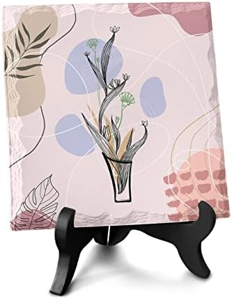 Modern Floral Leaf Ceramic Desk Decor with Wooden Stand