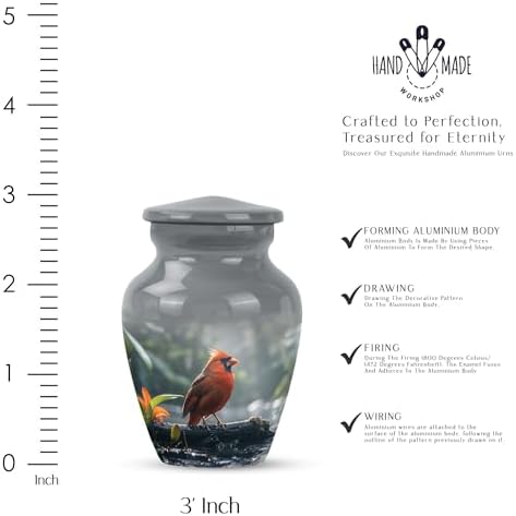 MUKTIVE Cardinal Urns for Human Ashes Mini Set of 2 Gray Decorative Classic