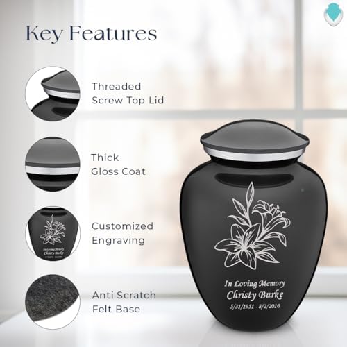 GetUrns Personalized Lily Cremation Urn for Human Ashes 200 lbs