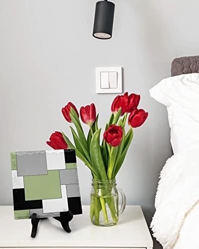 Abstract Art Desk Decor with Color Block Plaque 1