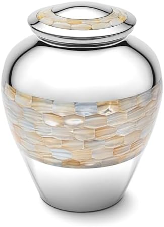 Brass Mother of Pearl Cremation Urn 9 Inches 210 lbs